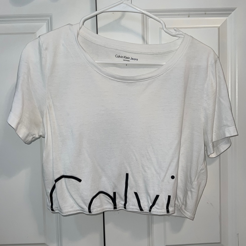 Calvin Klein white cropped tee